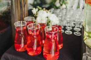 Berry Juice Water On Formal Table