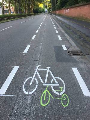 Bicycle Lane on a Street in Cologne, Germany