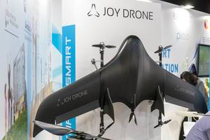 Black Joy Drone Type VTOL UAV for monitoring and security, with electric battery