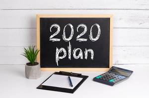 Blackboard with 2020 plan text