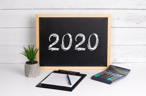 Blackboard with 2020 text