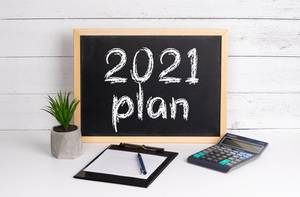 Blackboard with 2021 plan text
