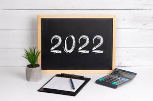 Blackboard with 2022 text