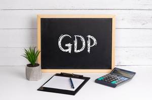 Blackboard with GDP text