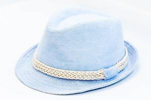 Blue hat on white background