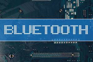 Bluetooth text over electronic circuit board background