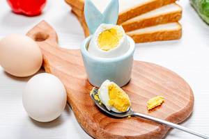 Boiled chicken eggs on the Breakfast table (Flip 2019)