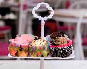 Bokeh shot of cupcakes displayed