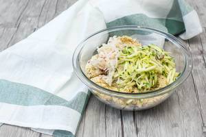 Bowl with dough With Grated Zucchini and Apples