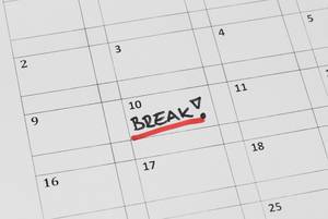 Break word marked on a calendar