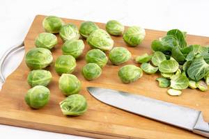 Brussel Sprouts on the wooden board