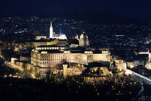 Buda Castle view from above, night view, Budapest