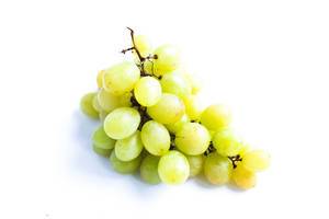 Bunch of fresh green grapes on white background