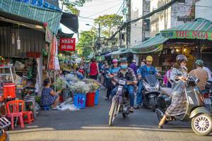Busy Streets at Flower Market in Ho Chi Minh City