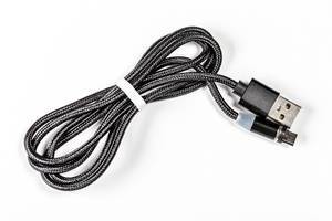 Cable for charging a mobile phone on a white background (Flip 2020)