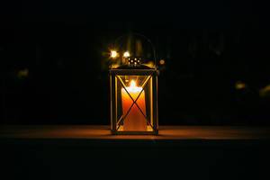 Candle lantern at night