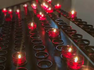 Candles in a church. Flare