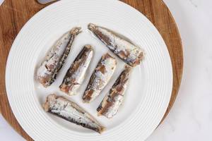 Canned Sardines Fish served on the plate (Flip 2019)