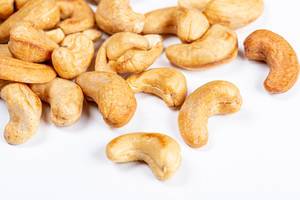 Cashew nuts on a white background