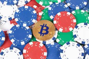Casino chips and Bitcoin cryptocurrency