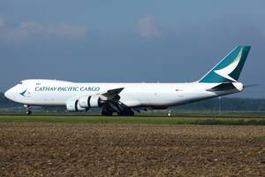 Cathay Pacific Cargo B747 taking off from Amsterdam Airport AMS