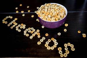 Cereal forming the word CHEERIOS