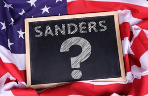 Chalkboard with Sanders? text on American flag.jpg