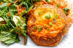 Cheese Bagel with Salad and Green Onion