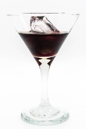Cherry Brandy in a coctail glass with ice cube
