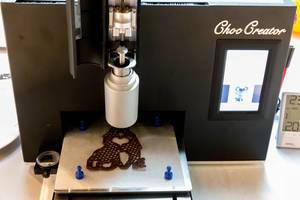 Choc Creator 3D-Drucker für Druck mit flüssiger Schokolade an Messestand