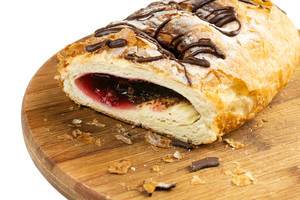 Chocolate Croissant with Raspberry Cream topping