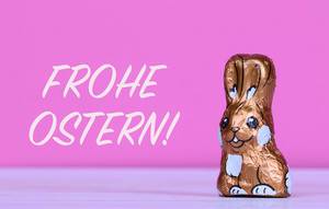 Chocolate Easter bunny with Frohe Ostern text