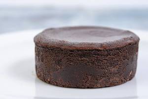 Chocolate Souffle on the white plate