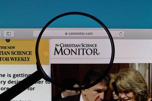 Christian Science Monitor logo under magnifying glass