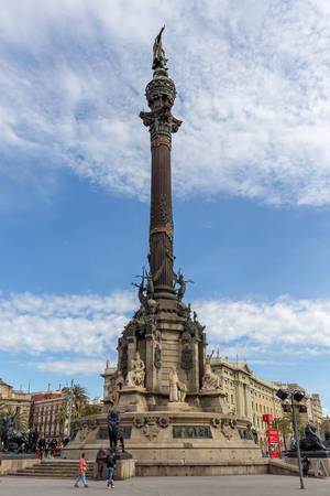 Christopher Kolumbus-Denkmal Mirador de Colom an der La Rambla in Barcelona, ​​Katalonien (Spanien)