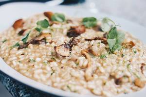 Close Up Food Photo of Risotto with Mushrooms