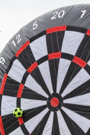 Close-up of a huge inflatable foot darts target