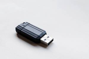 Close Up of USB Flash Drive on White Background