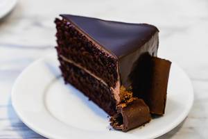 Close up shot of moist chocolate cake (Flip 2019)