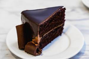 Close up shot of moist chocolate cake