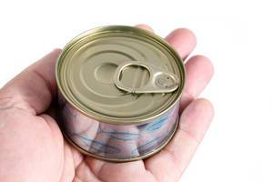 Closed Canned Fish in the hand