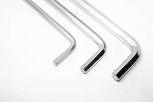 Closeup of hex keys on white background