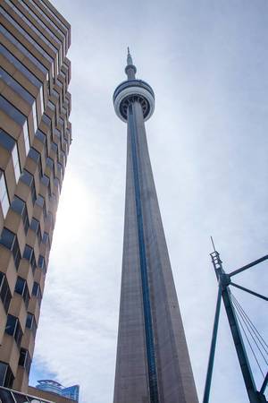 CN Tower with Sky and Bulding