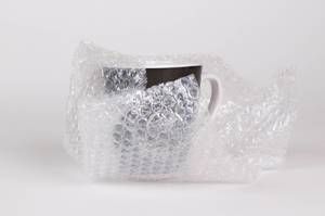 Coffee cup packed in bubble wrap