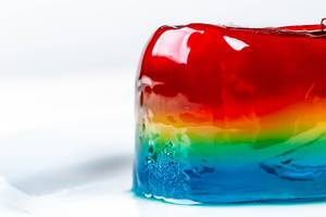 Colored jelly layers on a white background