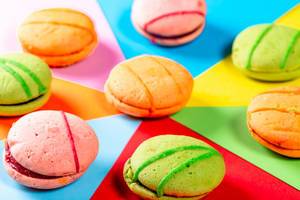 Colorful cookies on a bright background
