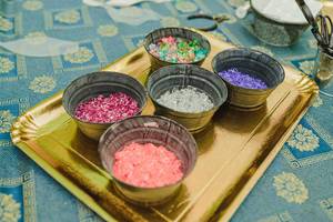 Colorful Crystals In Metal Bowls For Handmade Bracelets