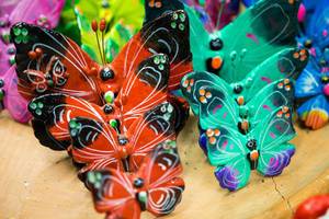Colorful handmade clay butterflies