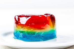 Colorful jelly on a white plate