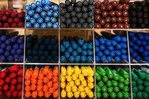 Colorful pens on display